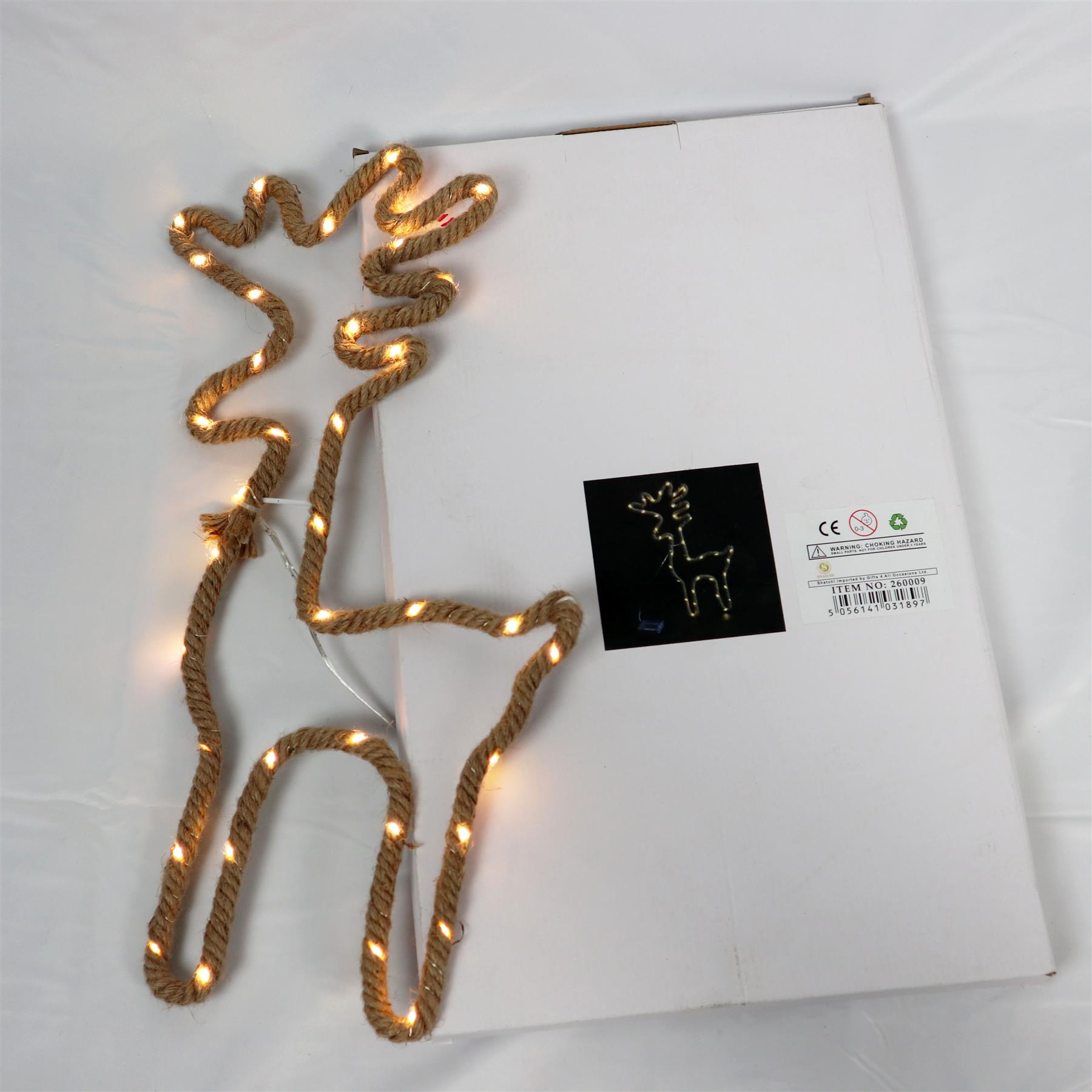 Christmas Rope Lights Silhouette Warm White LED Hemp Jute Wall Window Decoration - Picture 42 of 54