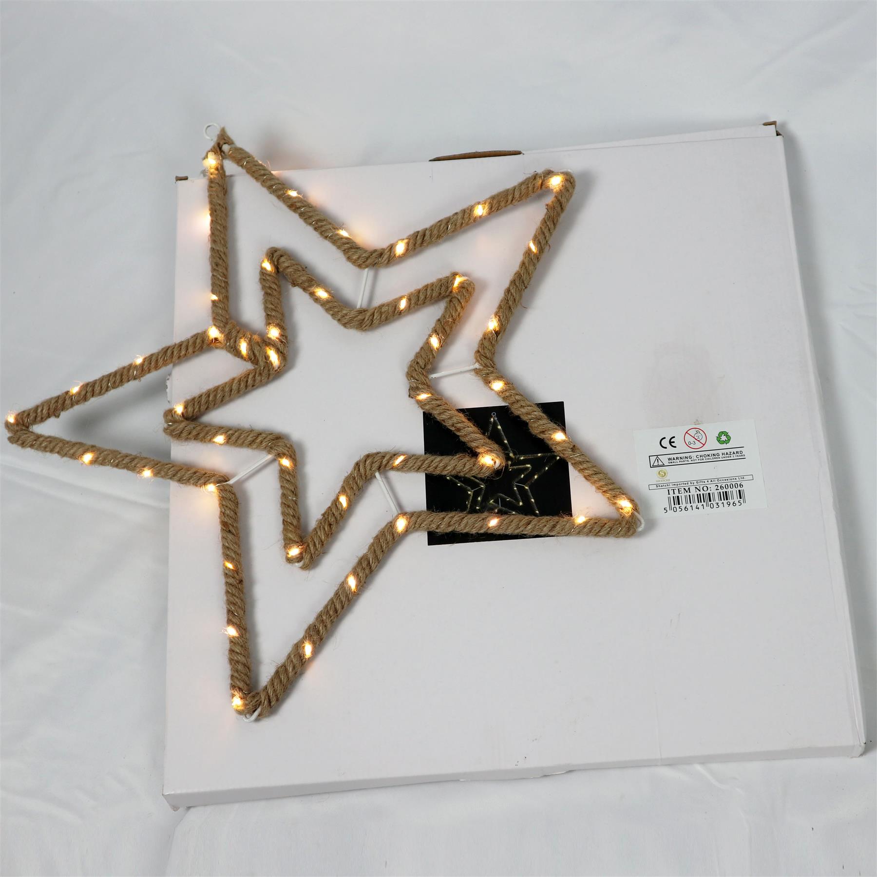 Christmas Rope Lights Silhouette Warm White LED Hemp Jute Wall Window Decoration - Picture 35 of 54