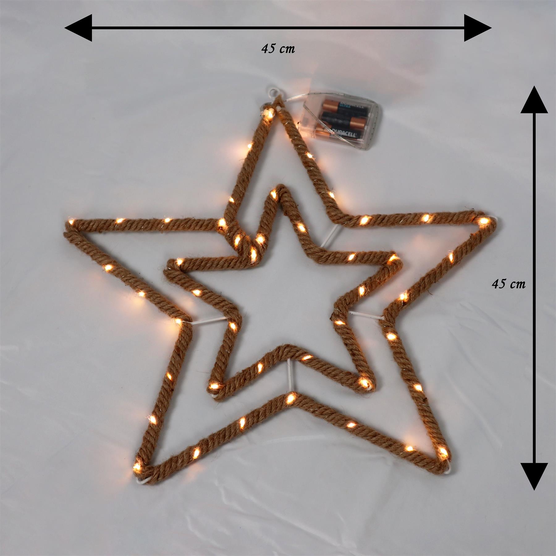 Christmas Rope Lights Silhouette Warm White LED Hemp Jute Wall Window Decoration - Picture 34 of 54