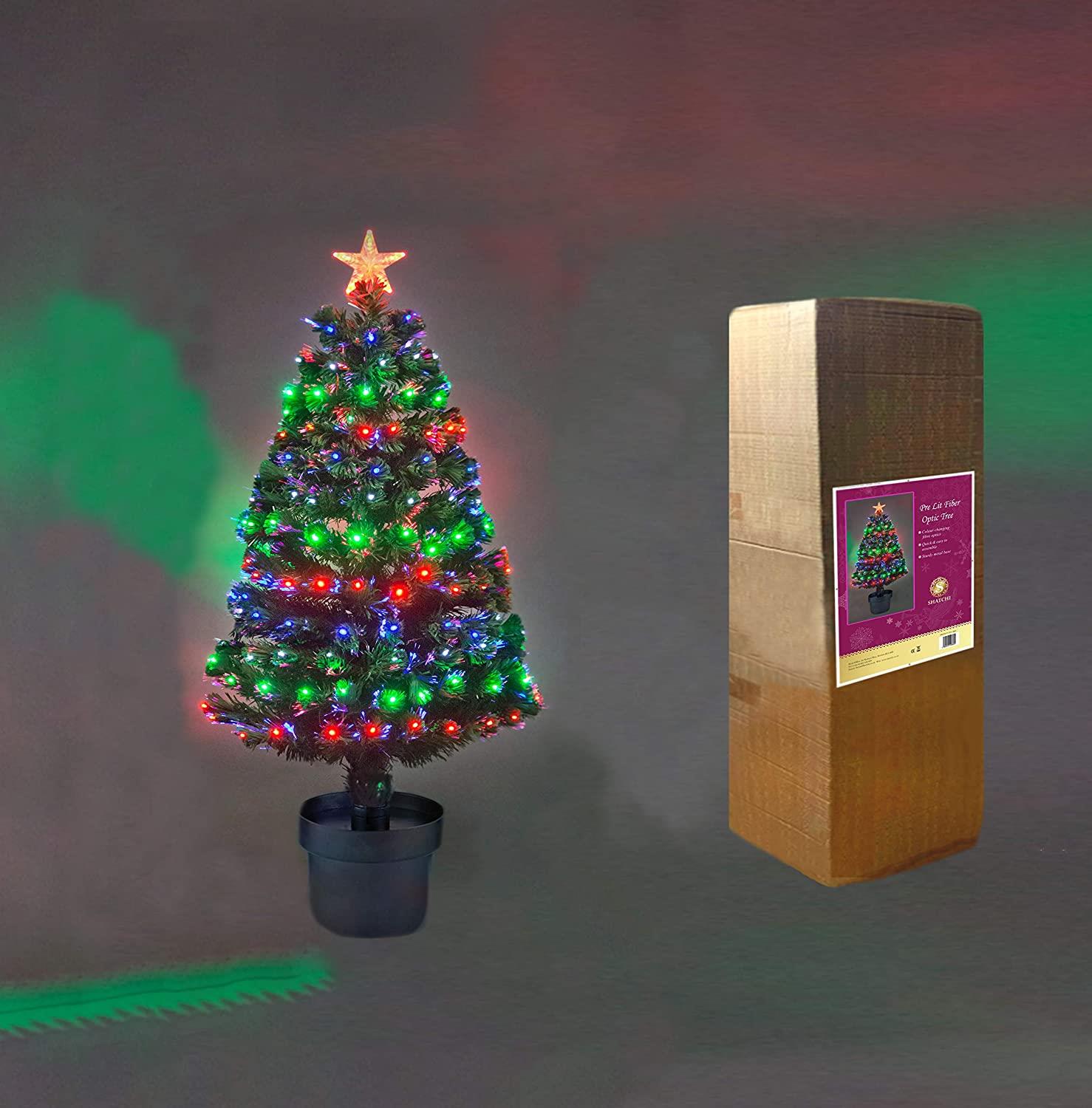 Christmas Tree Pre-Lit Green Fiber Optic LED Light Xmas Home Festive Decor 2-6FT - Picture 9 of 43