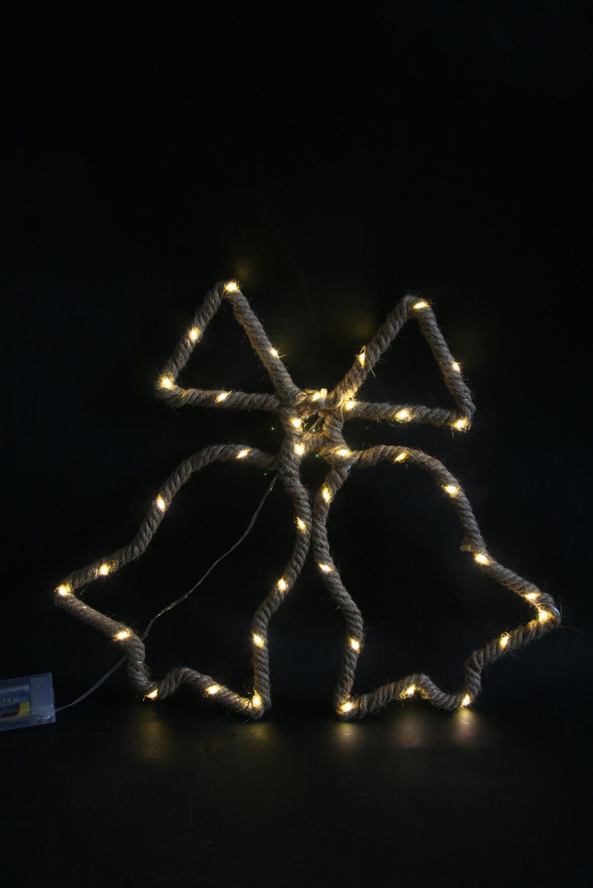 Christmas Rope Lights Silhouette Warm White LED Hemp Jute Wall Window Decoration - Picture 17 of 54