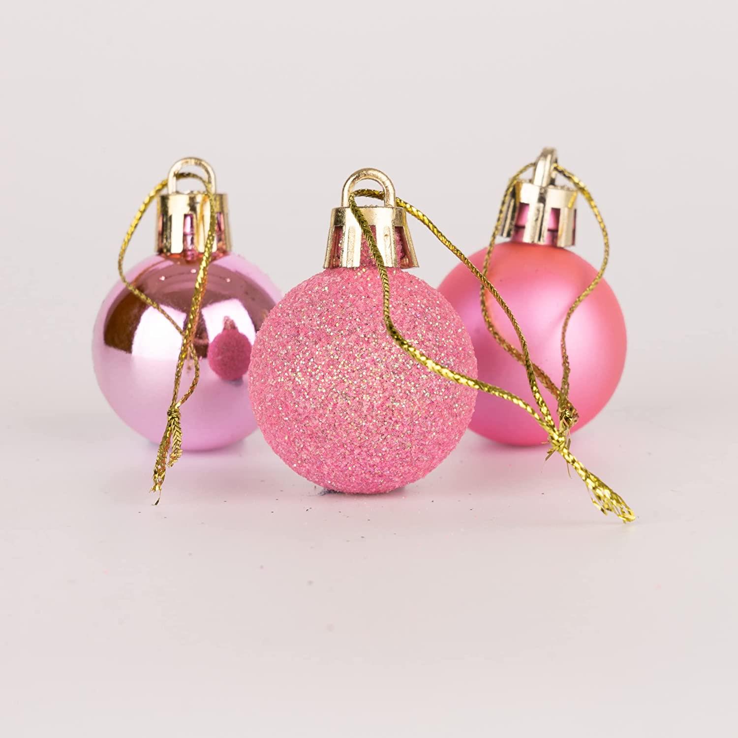 Christmas Baubles Tree Ornament Shiny Glitter Balls Xmas Hanging Decoration 30mm - Picture 70 of 109