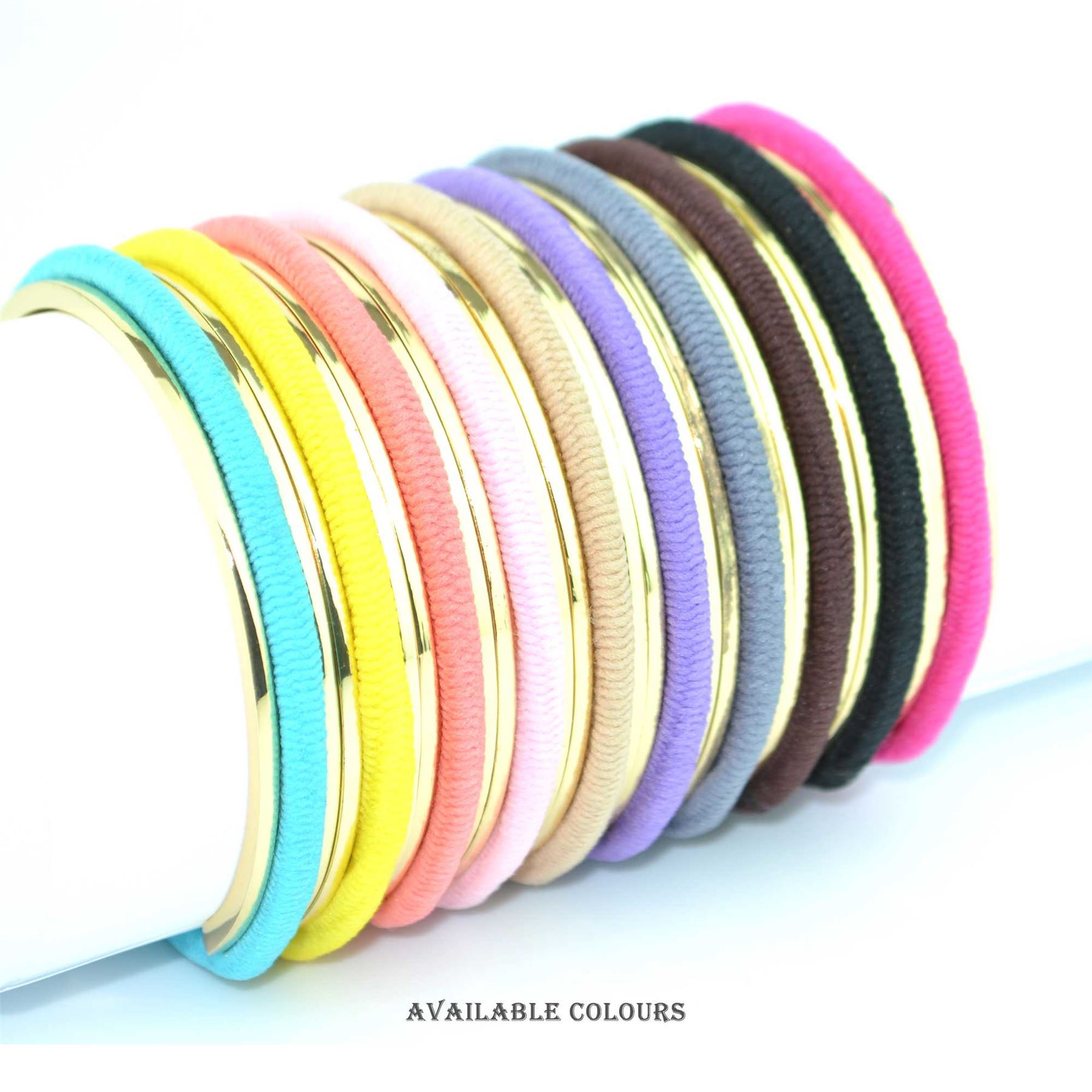 Hair Tie Cuff Bracelet Rubber Bands Bangle Gold Silver Rose Party Bridal Prom - Picture 24 of 111