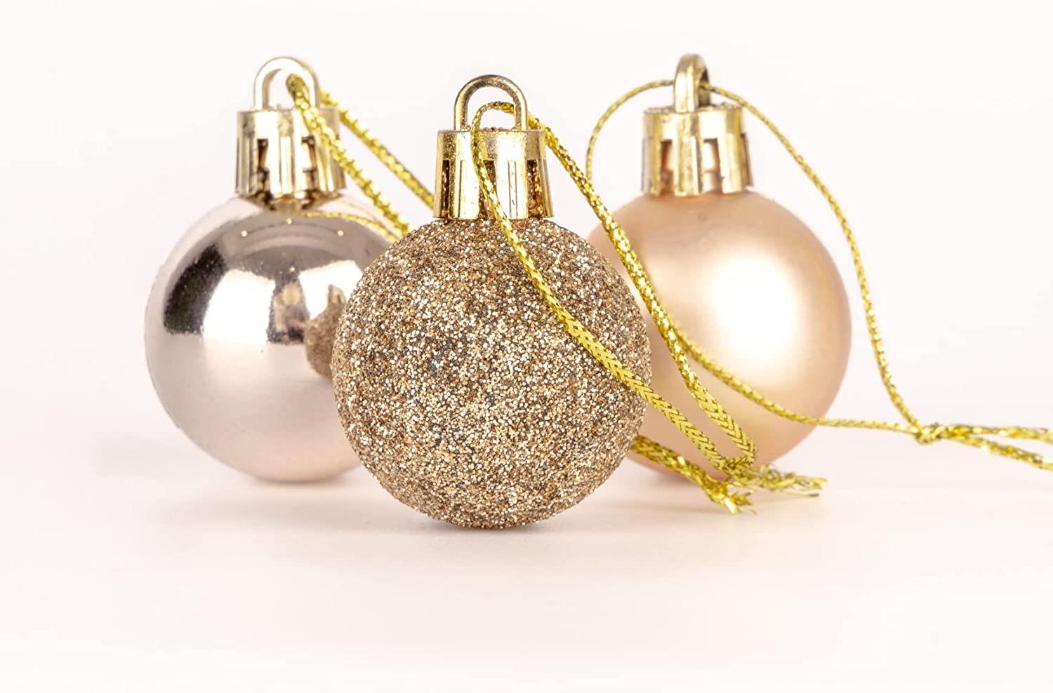 Christmas Baubles Tree Ornament Shiny Glitter Balls Xmas Hanging Decoration 30mm - Picture 18 of 109