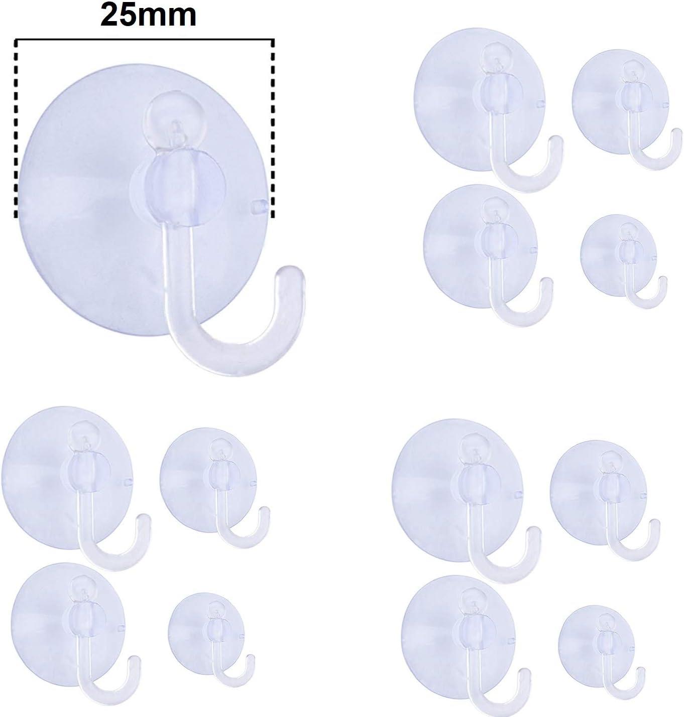 Suction Cup Hooks Clear Plastic 25mm Wall Glass Window Kitchen Bathroom Hangers