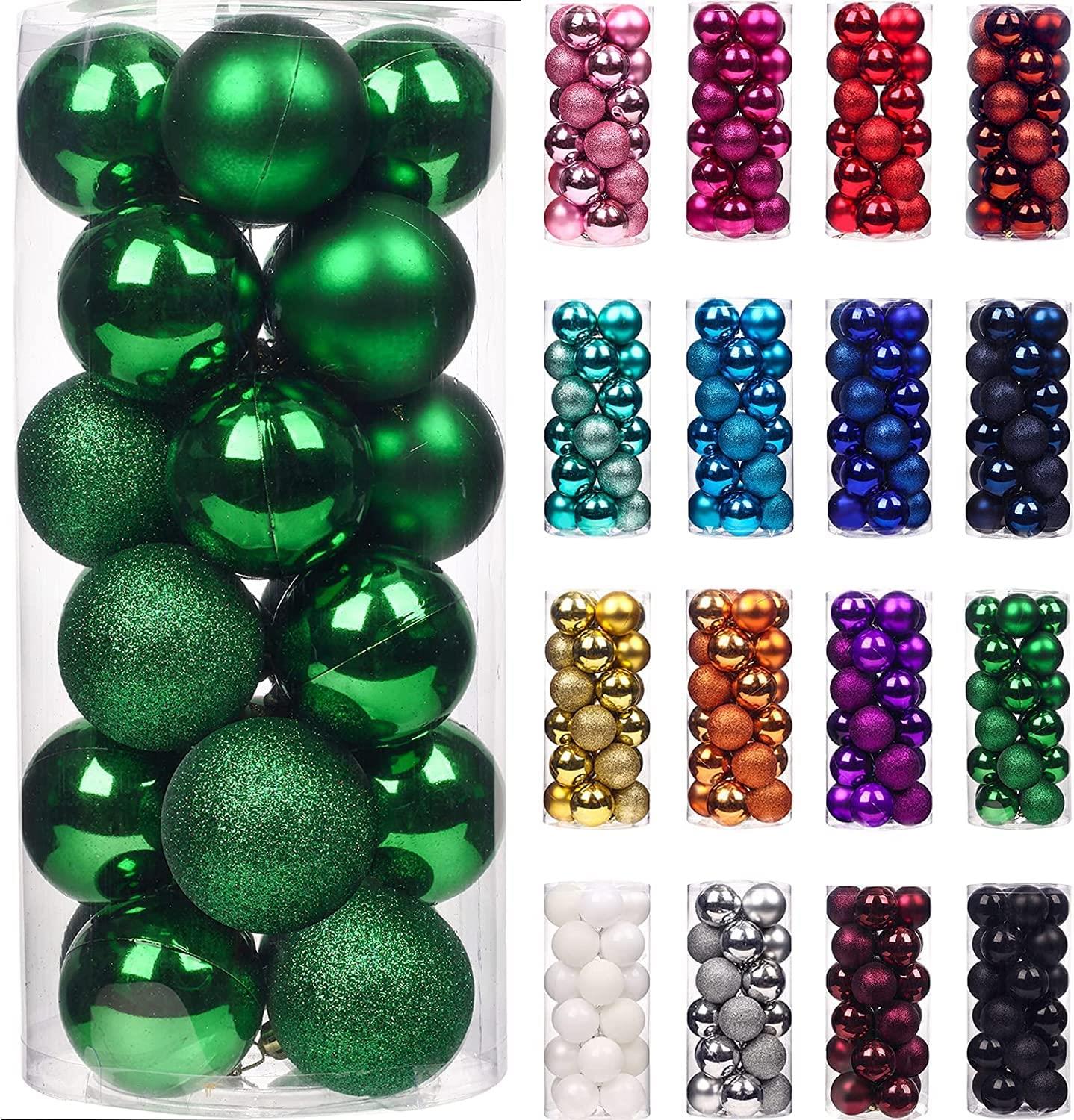 Christmas Baubles Tree Ornament Shiny Glitter Balls Xmas Hanging Decoration 30mm - Picture 23 of 109