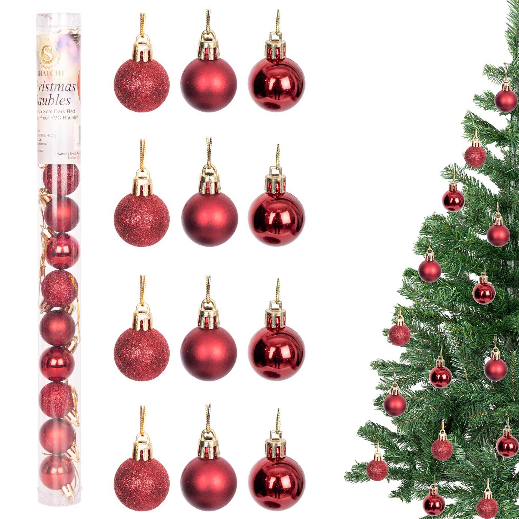 Christmas Baubles Tree Ornament Shiny Glitter Balls Xmas Hanging Decoration 30mm - Picture 33 of 109