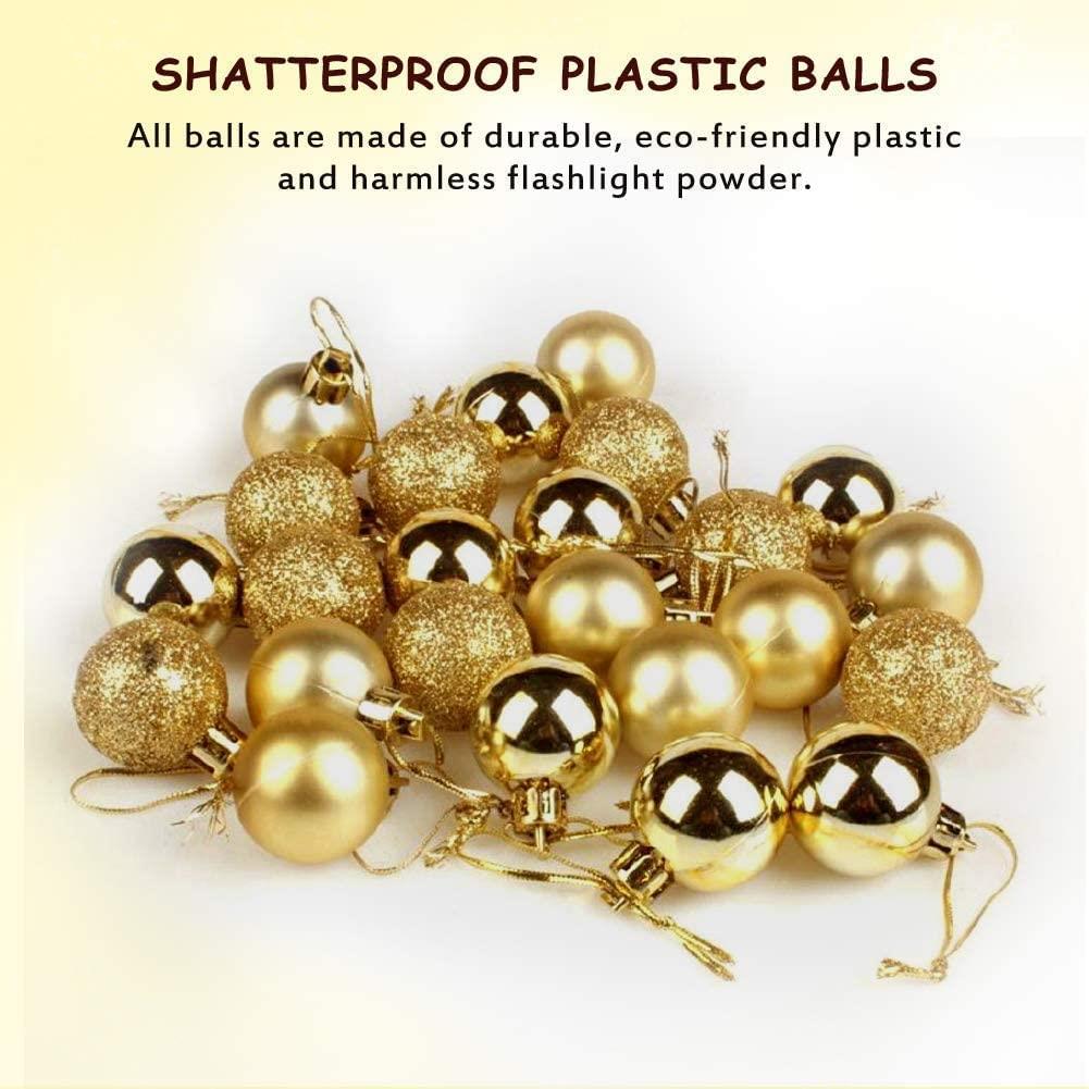 Christmas Baubles – 30mm Glitter Ornaments – Shiny Hanging Decor For Xmas Tree