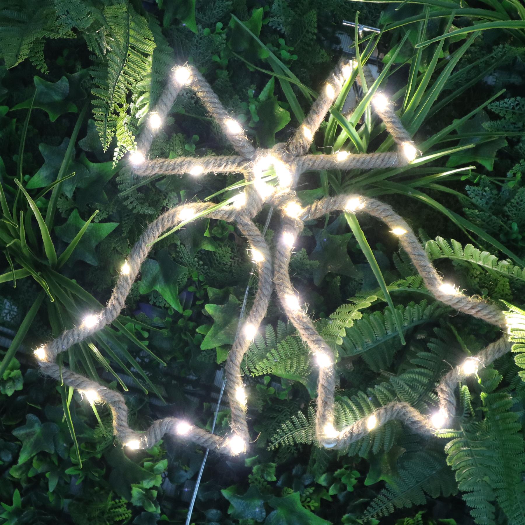 Christmas Rope Lights Silhouette Warm White LED Hemp Jute Wall Window Decoration - Picture 18 of 54