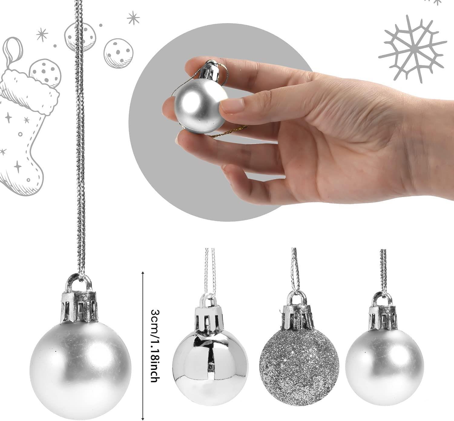 Christmas Baubles Tree Ornament Shiny Glitter Balls Xmas Hanging Decoration 30mm - Picture 95 of 109