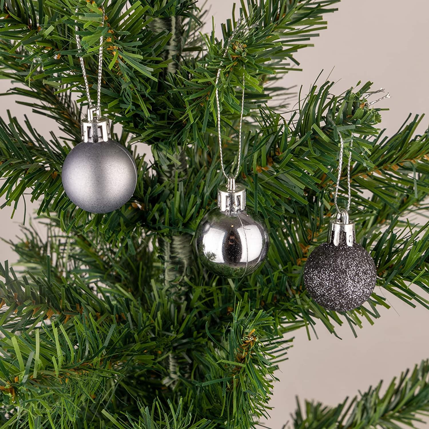 Christmas Baubles Tree Ornament Shiny Glitter Balls Xmas Hanging Decoration 30mm - Picture 32 of 109