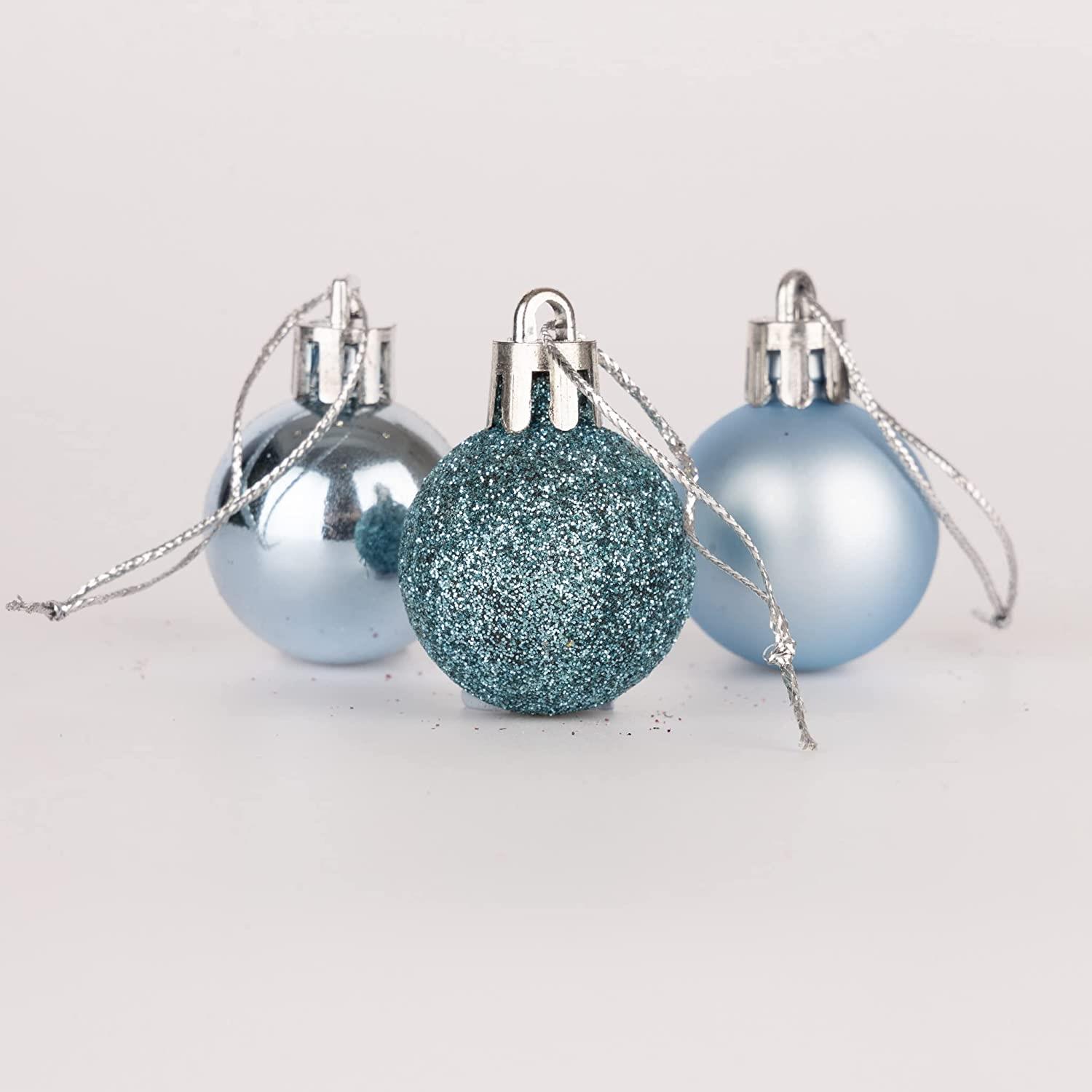Christmas Baubles Tree Ornament Shiny Glitter Balls Xmas Hanging Decoration 30mm - Picture 50 of 109
