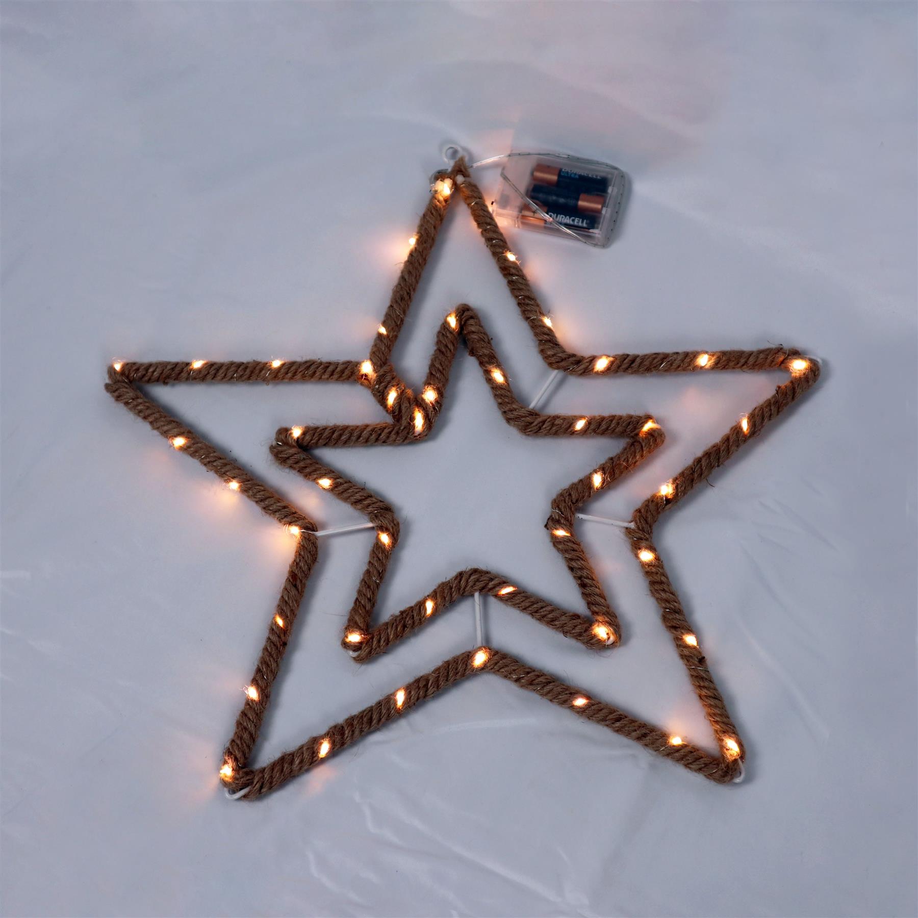 Christmas Rope Lights Silhouette Warm White LED Hemp Jute Wall Window Decoration - Picture 36 of 54