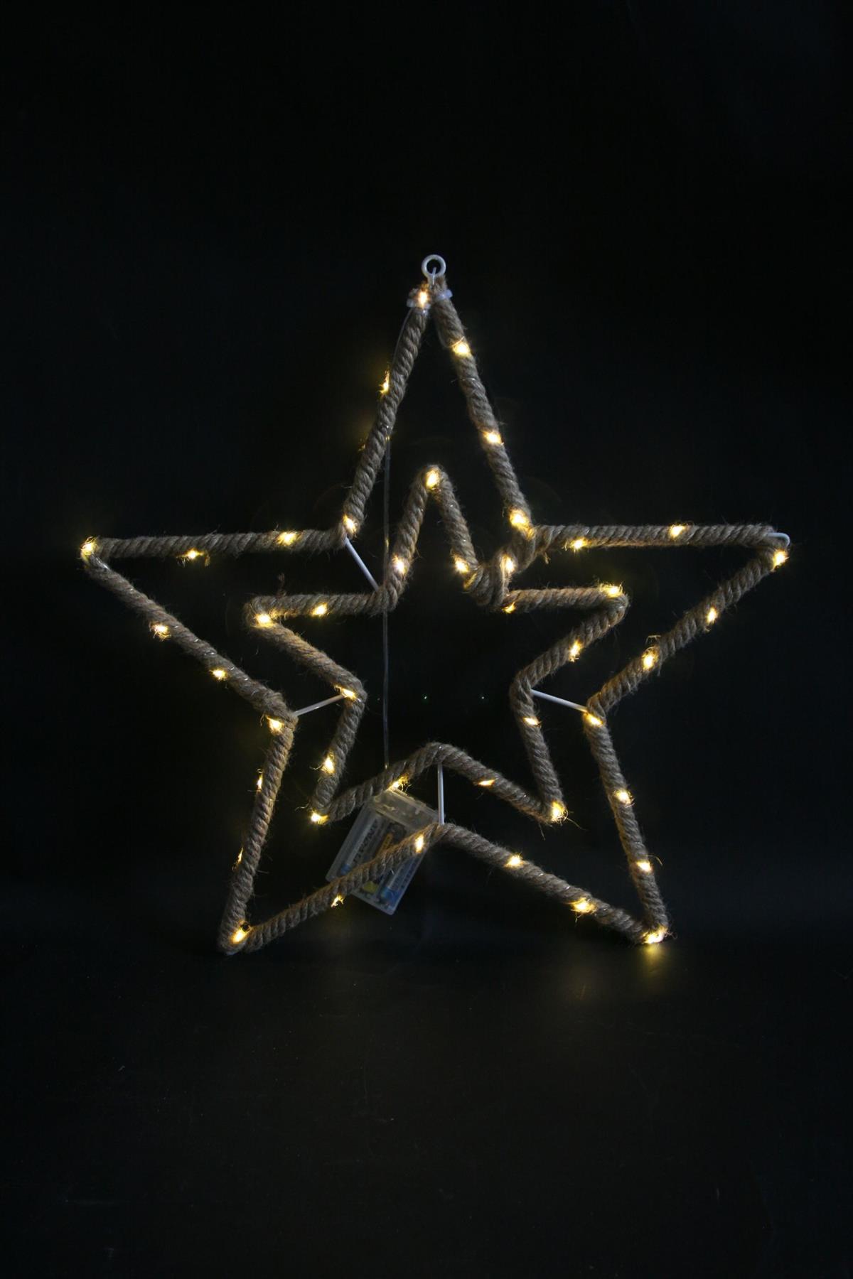 Christmas Rope Lights Silhouette Warm White LED Hemp Jute Wall Window Decoration - Picture 31 of 54