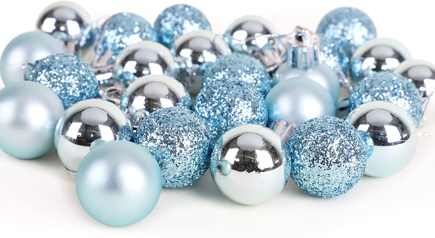 Christmas Baubles Tree Ornament Shiny Glitter Balls Xmas Hanging Decoration 30mm - Picture 52 of 109