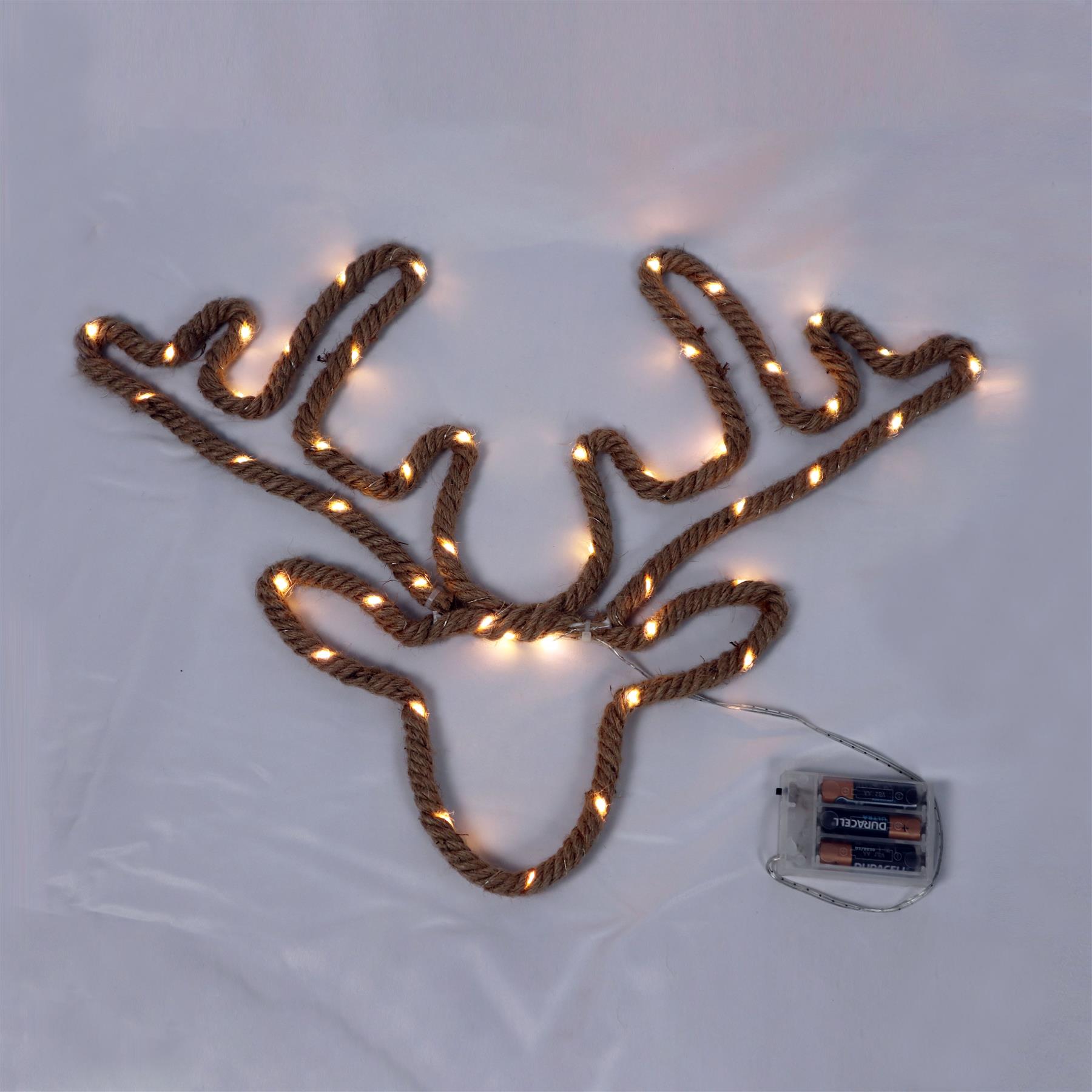 Christmas Rope Lights Silhouette Warm White LED Hemp Jute Wall Window Decoration - Picture 29 of 54