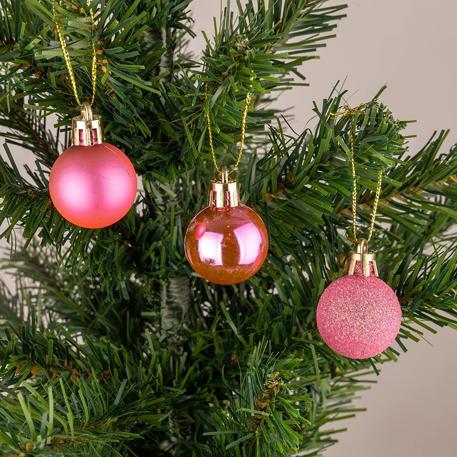 Christmas Baubles Tree Ornament Shiny Glitter Balls Xmas Hanging Decoration 30mm - Picture 73 of 109