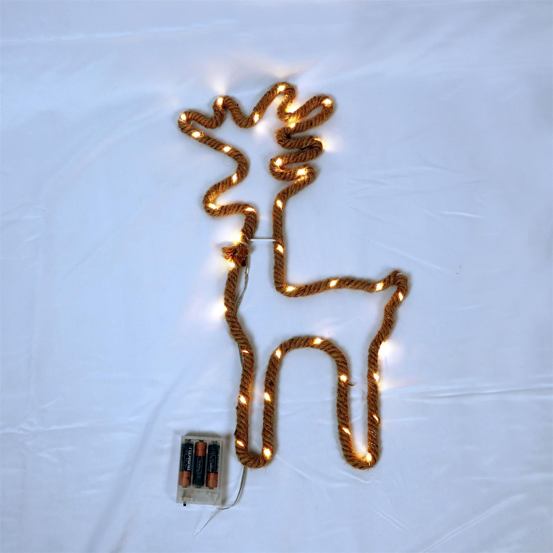 Christmas Rope Lights Silhouette Warm White LED Hemp Jute Wall Window Decoration - Picture 43 of 54