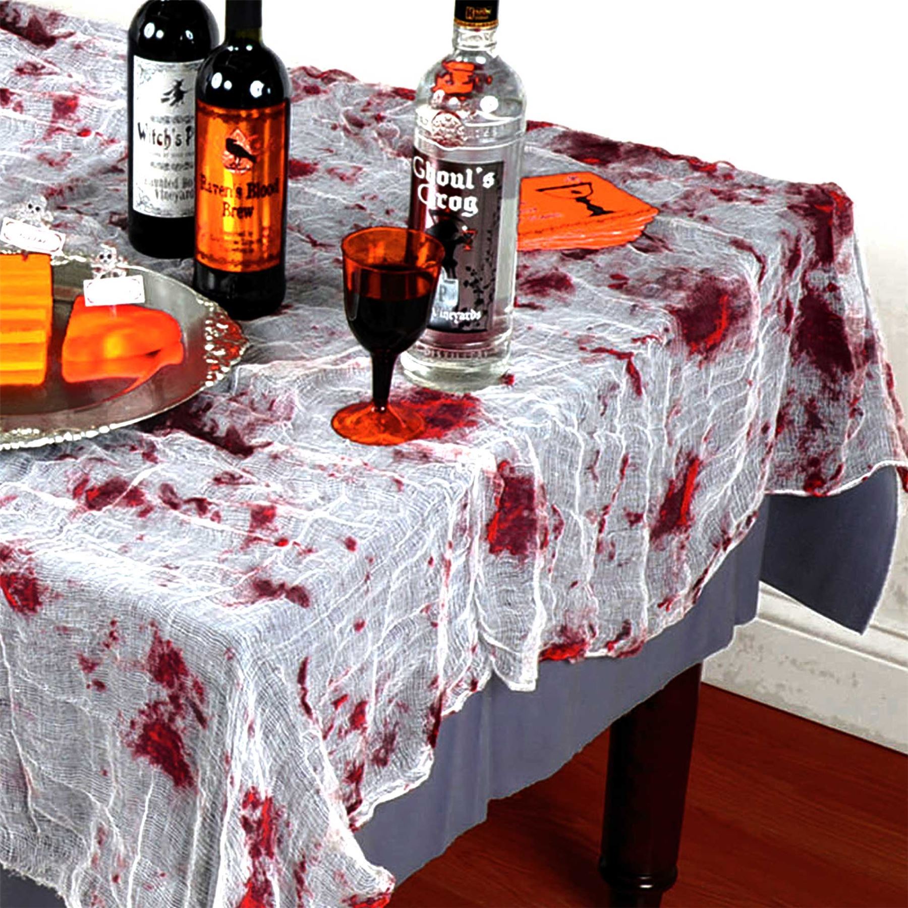 Halloween Creepy Table Cover Blood-Stained Cloth Fabric Scary Hunted House Decor - Picture 14 of 45