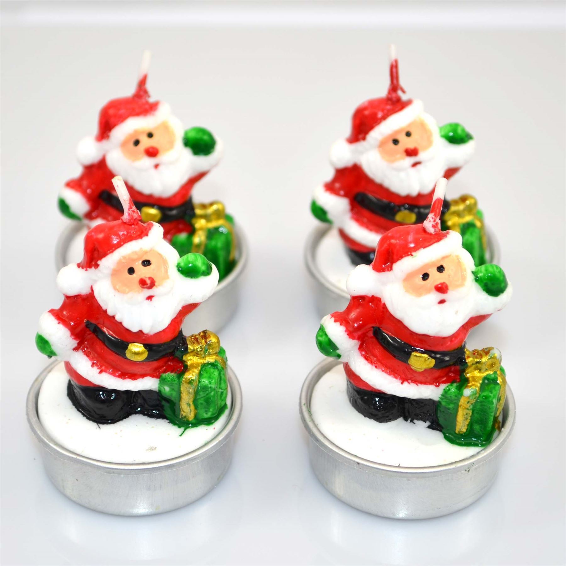 4 Tea light Candles Novelty Christmas Decorations Xmas Home Decor Santa