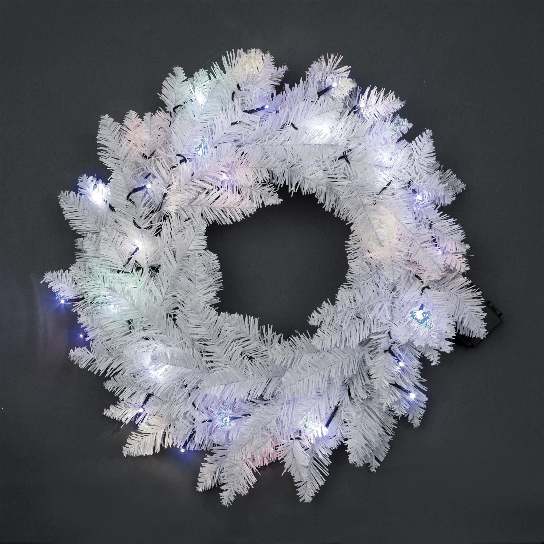 Pre Lit Christmas Wreaths Snow Flocked LED Hanging Wall Door Xmas Home Decor - Picture 30 of 31