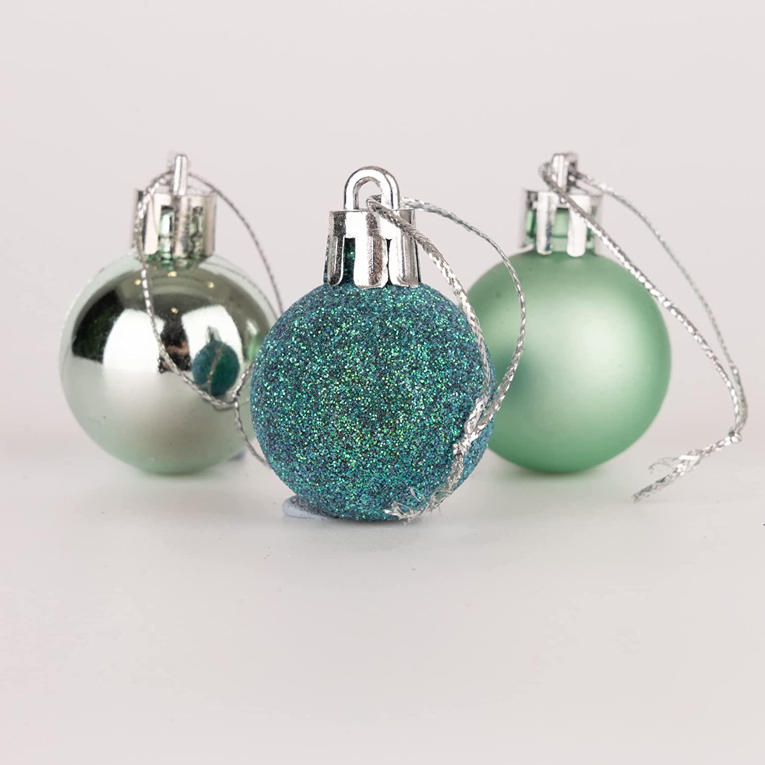 Christmas Baubles Tree Ornament Shiny Glitter Balls Xmas Hanging Decoration 30mm - Picture 99 of 109