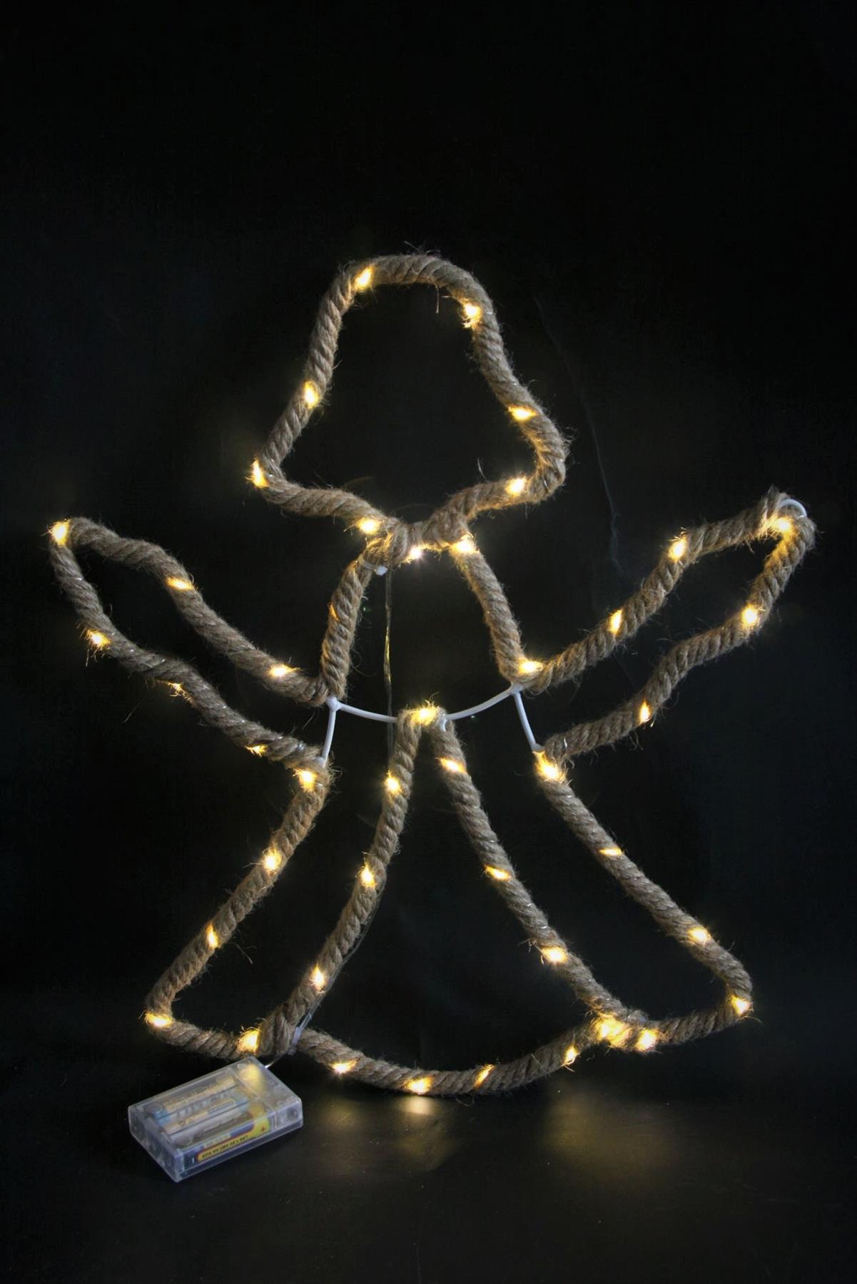 Christmas Rope Lights Silhouette Warm White LED Hemp Jute Wall Window Decoration - Picture 52 of 54
