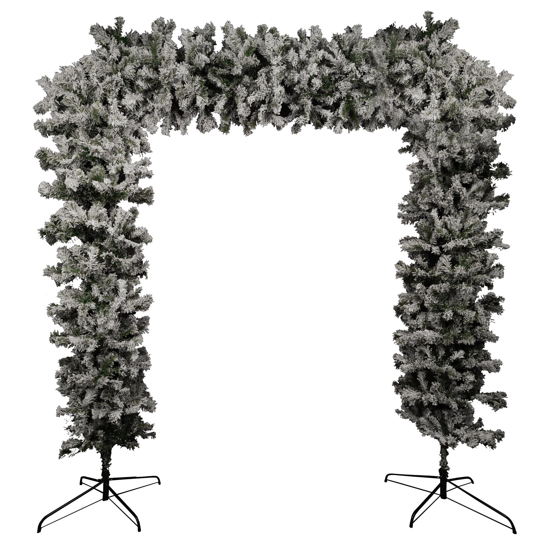 Pre Lit Christmas Tree Arch Door Decorations Plain Flocked Xmas Garland