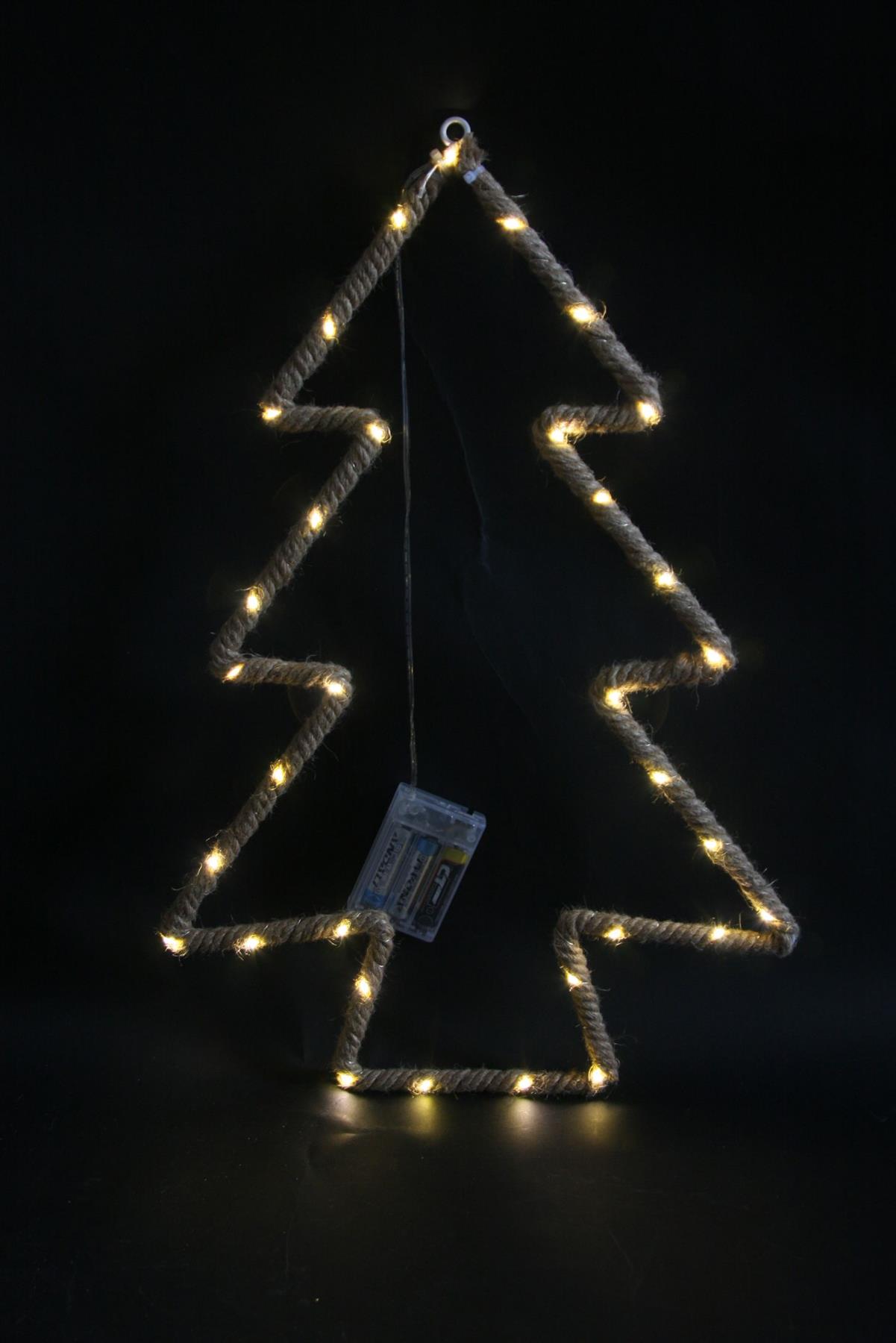 Christmas Rope Lights Silhouette Warm White LED Hemp Jute Wall Window Decoration - Picture 45 of 54