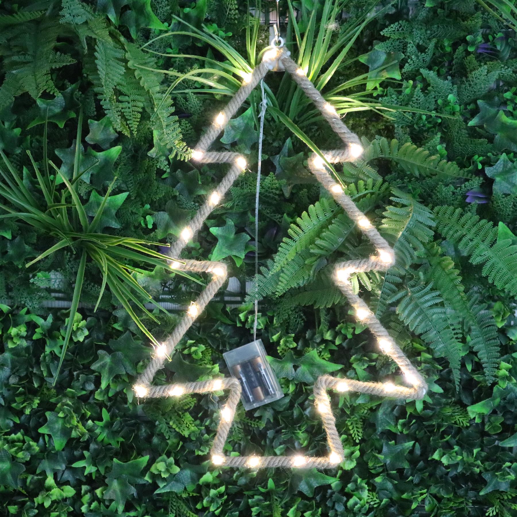 Christmas Rope Lights Silhouette Warm White LED Hemp Jute Wall Window Decoration - Picture 46 of 54