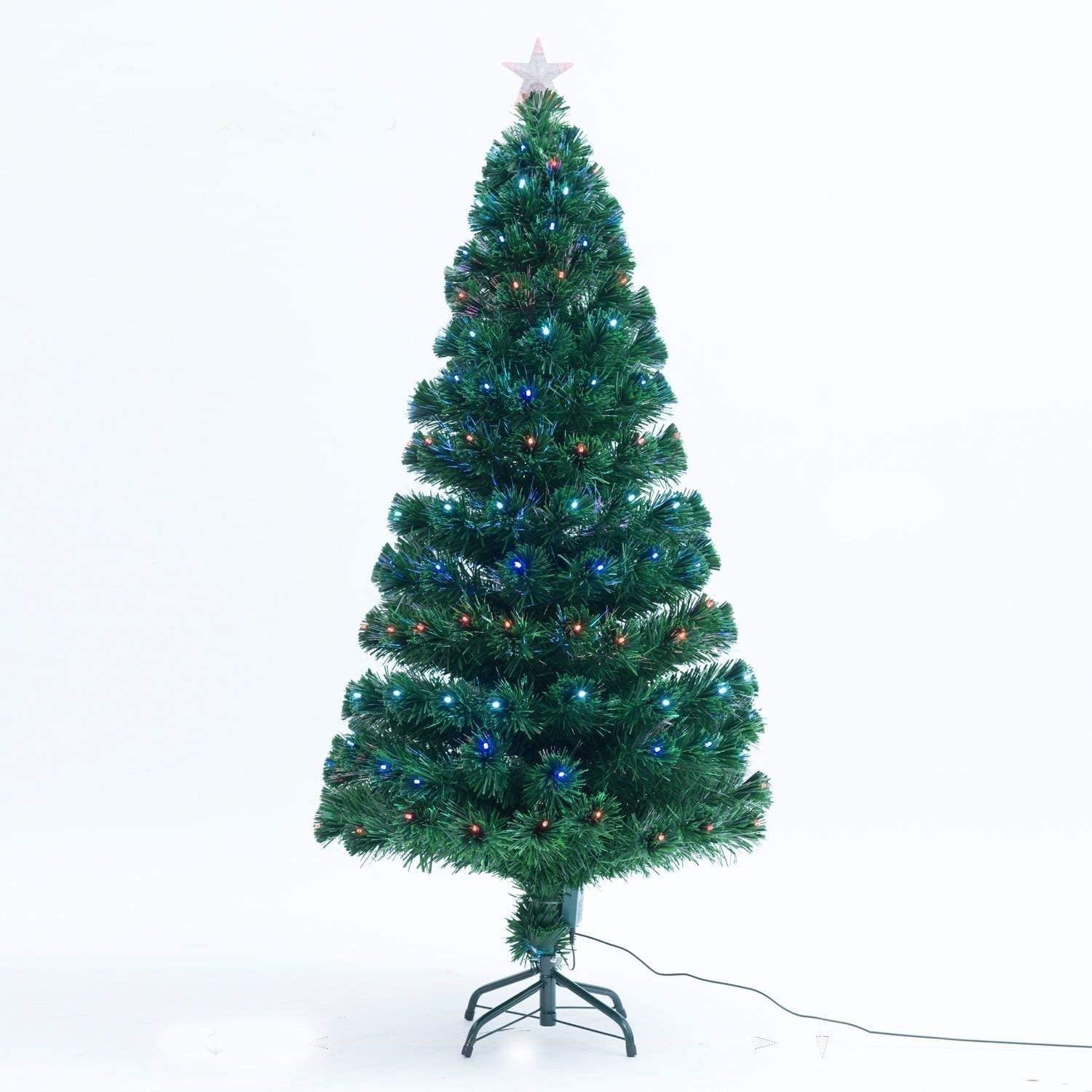 Christmas Tree Pre-Lit Green Fiber Optic LED Light Xmas Home Festive Decor 2-6FT - Picture 25 of 43
