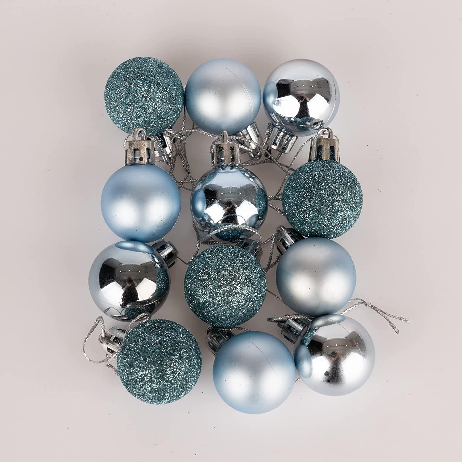 Christmas Baubles Tree Ornament Shiny Glitter Balls Xmas Hanging Decoration 30mm - Picture 53 of 109