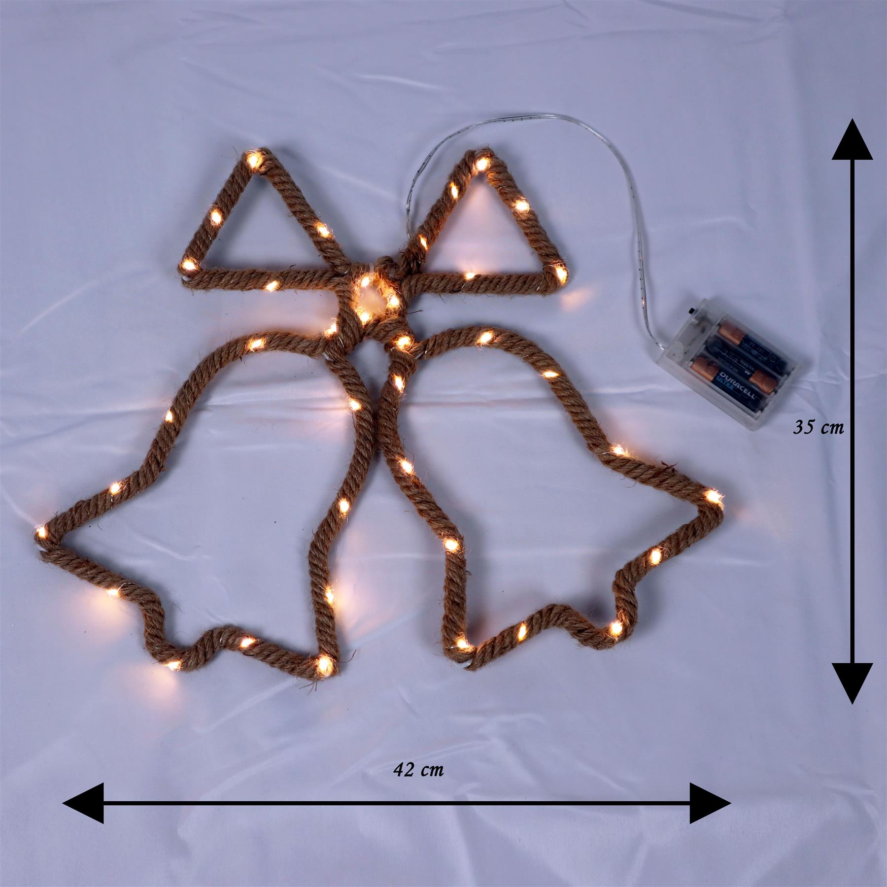 Christmas Rope Lights Silhouette Warm White LED Hemp Jute Wall Window Decoration - Picture 20 of 54