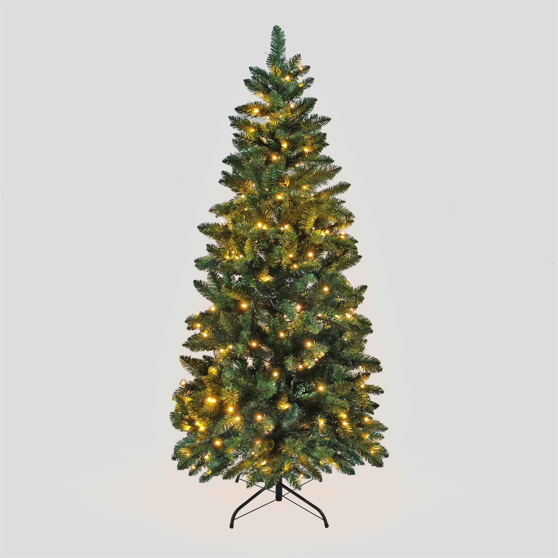 Christmas Tree Pre Lit Slim Pencil Pine Green Artificial Bushy XMAS Decor 4-8FT - Picture 34 of 79