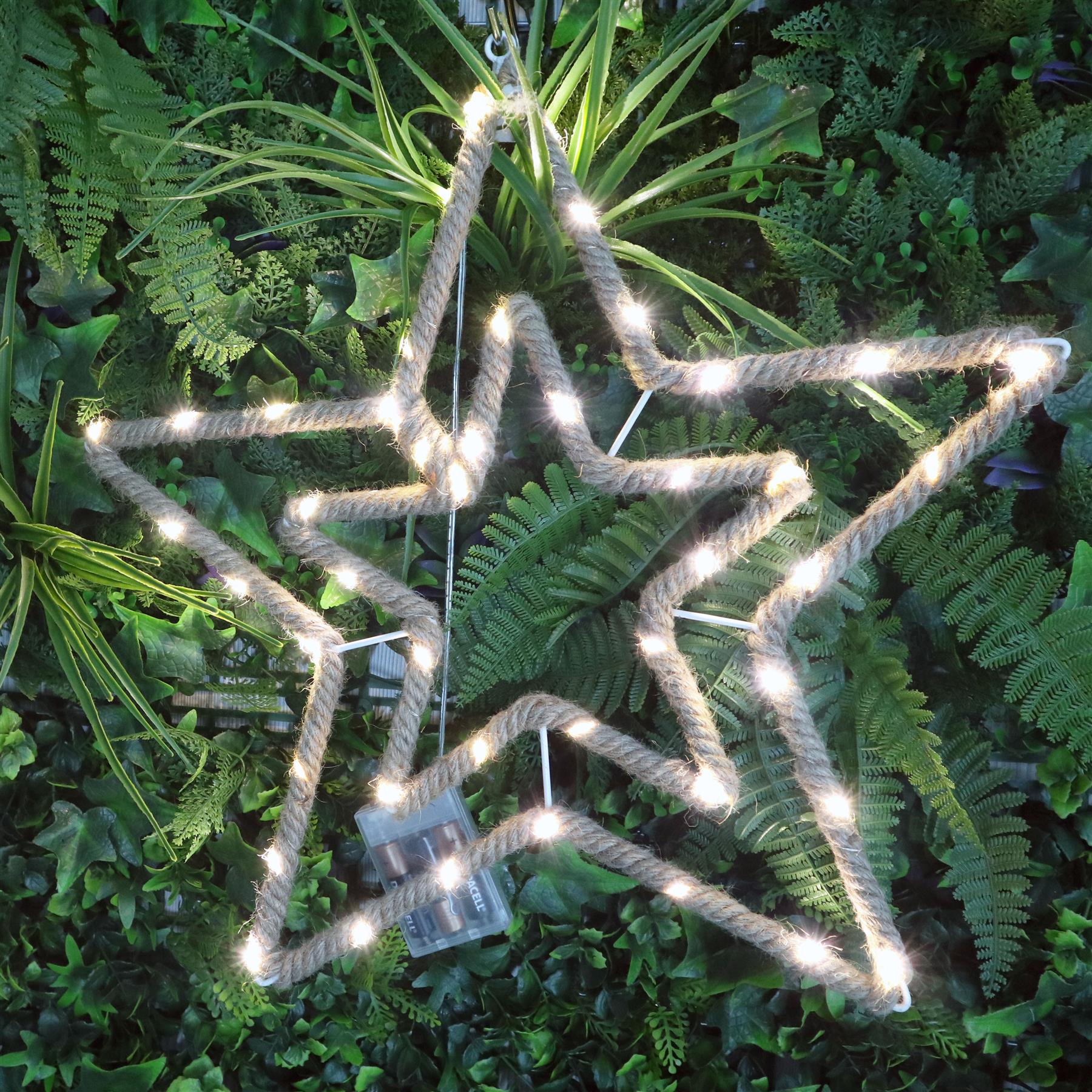 Christmas Rope Lights Silhouette Warm White LED Hemp Jute Wall Window Decoration - Picture 32 of 54