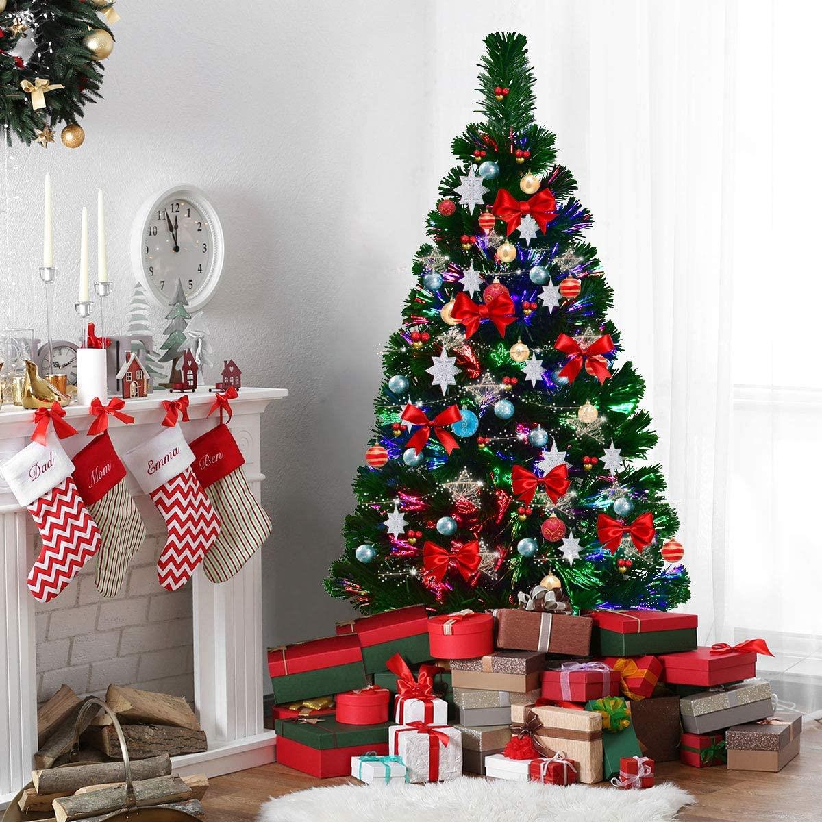 Christmas Tree Pre-Lit Green Fiber Optic LED Light Xmas Home Festive Decor 2-7FT - Picture 21 of 65
