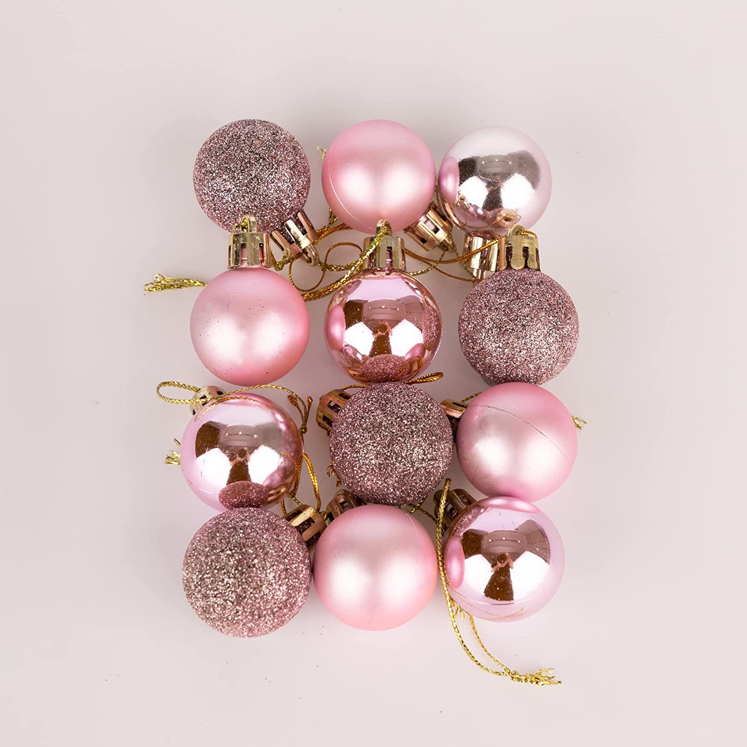 Christmas Baubles Tree Ornament Shiny Glitter Balls Xmas Hanging Decoration 30mm - Picture 65 of 109