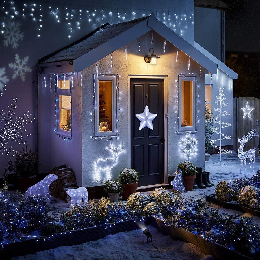 thumbnail image 2 of SHATCHI 720 LED Icicle Waterfall Christmas Lights – 25m, Multicolored, IP44 Outdoor, 8 Modes 2 of 6