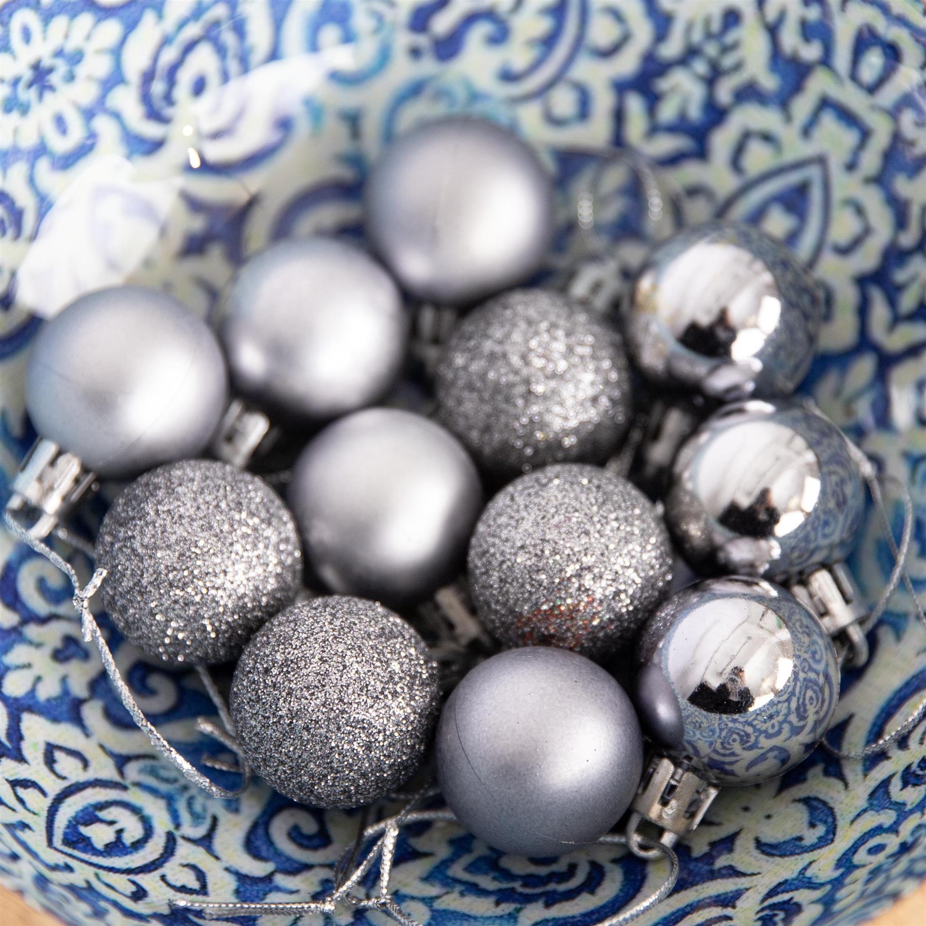Christmas Baubles Tree Ornament Shiny Glitter Balls Xmas Hanging Decoration 30mm - Picture 61 of 109