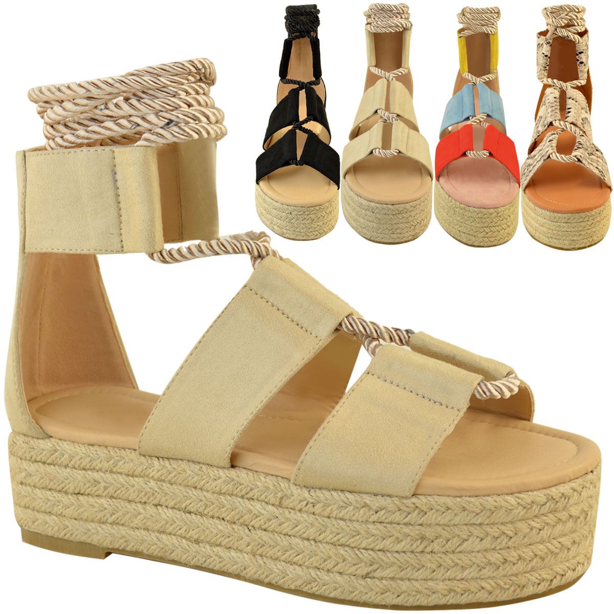 Womens Wedge Flatform Sandals Rope 