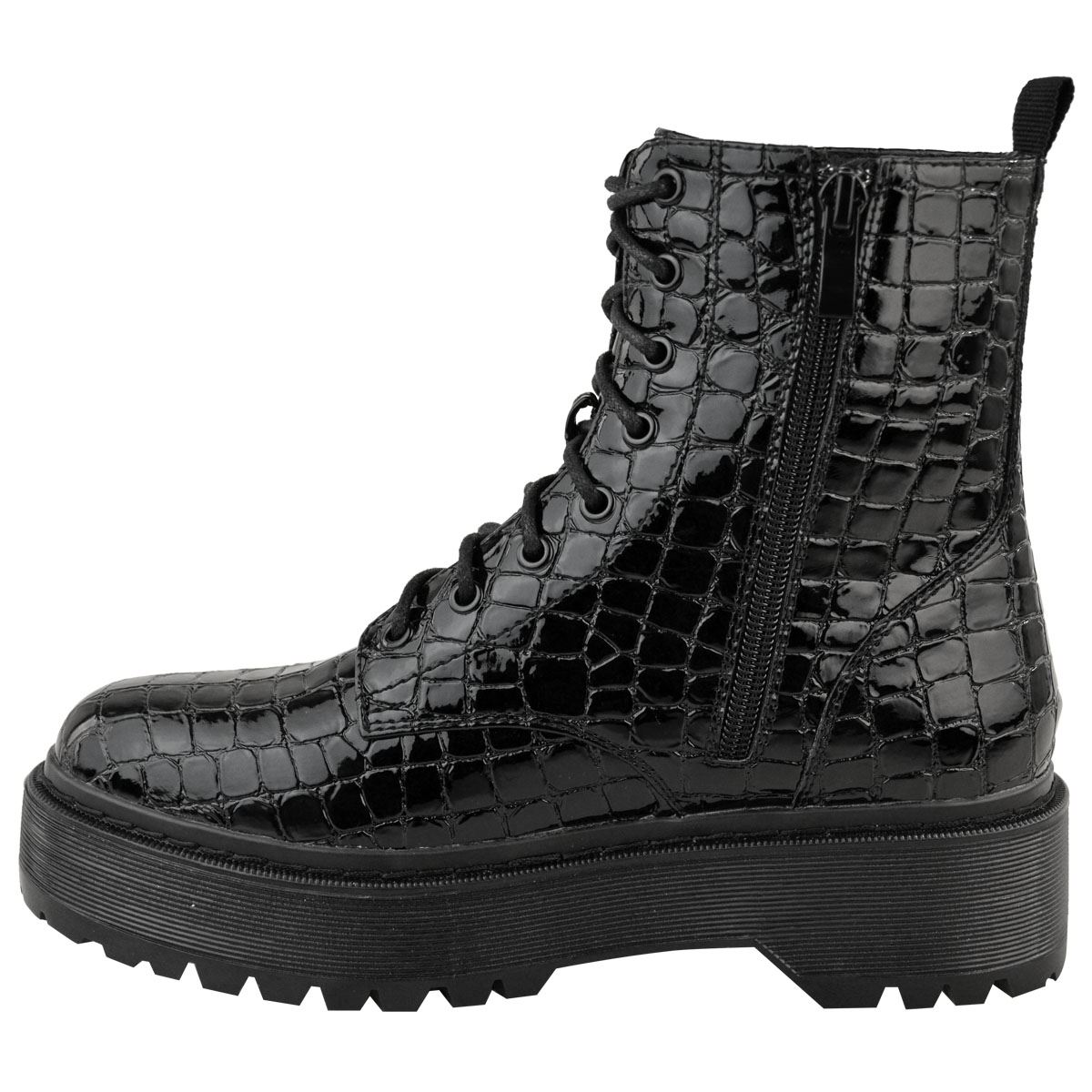 WOMENS LADIES CHUNKY Ankle Boots Lace Up Ankle Boots Platform Goth Punk
