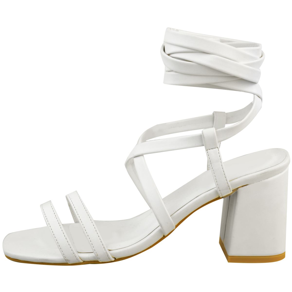 Womens Ladies Lace Up Mid Low Block Heel Sandals Strappy Summer Shoes