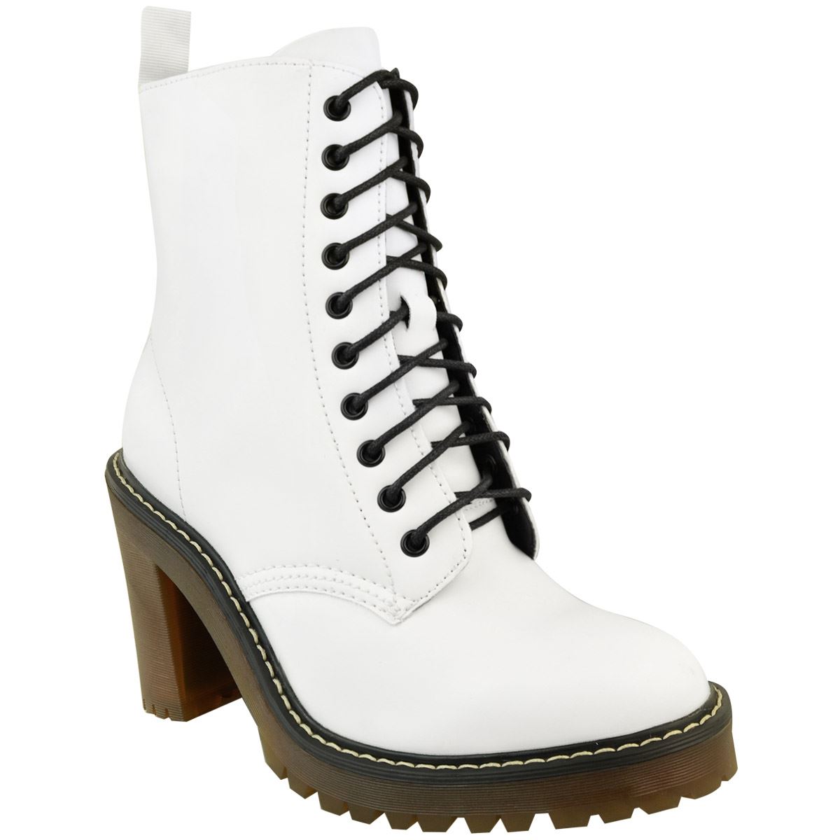 Mujer Blanca Imitación Cuero Caminar Senderismo Diseñador Botas al Tobillo  acordonadas Antideslizante | eBay