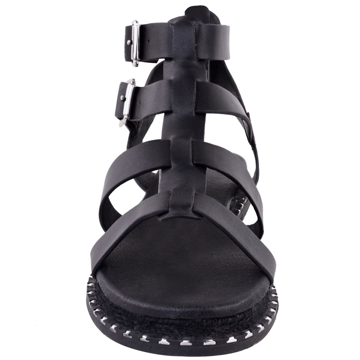 Womens Ladies Flat Studded Thick Sole Sandals Ankle Strap Womens Ladies Flat Studded Thick Sole Sandals Ankle Strap