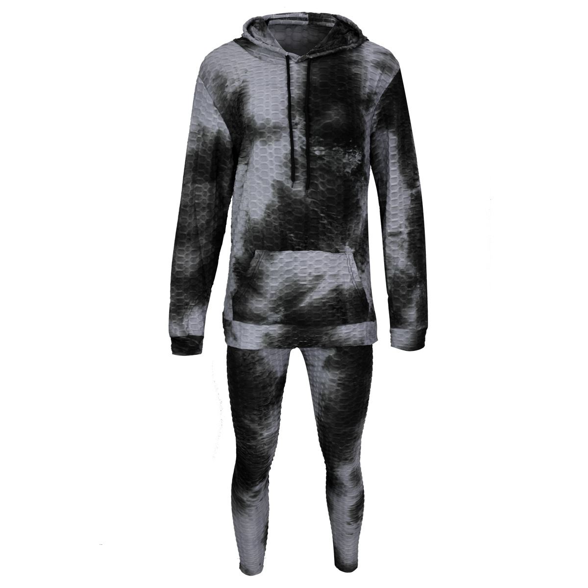 Womens Tie Dye Yoga Suit Set Hoody Top 