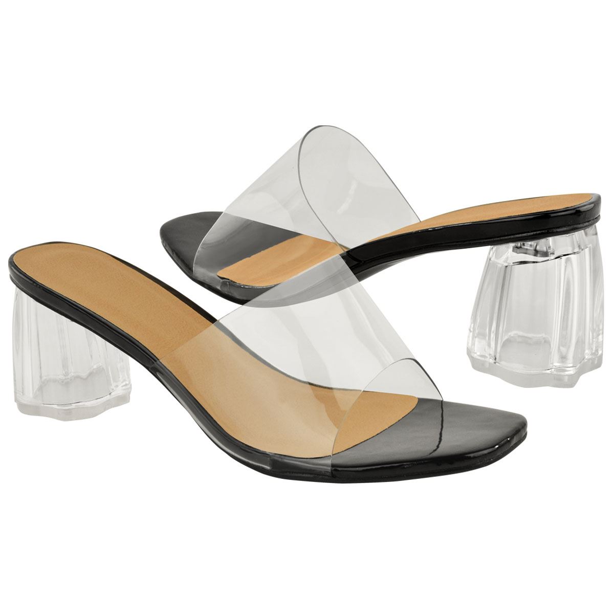 block heel perspex sandals