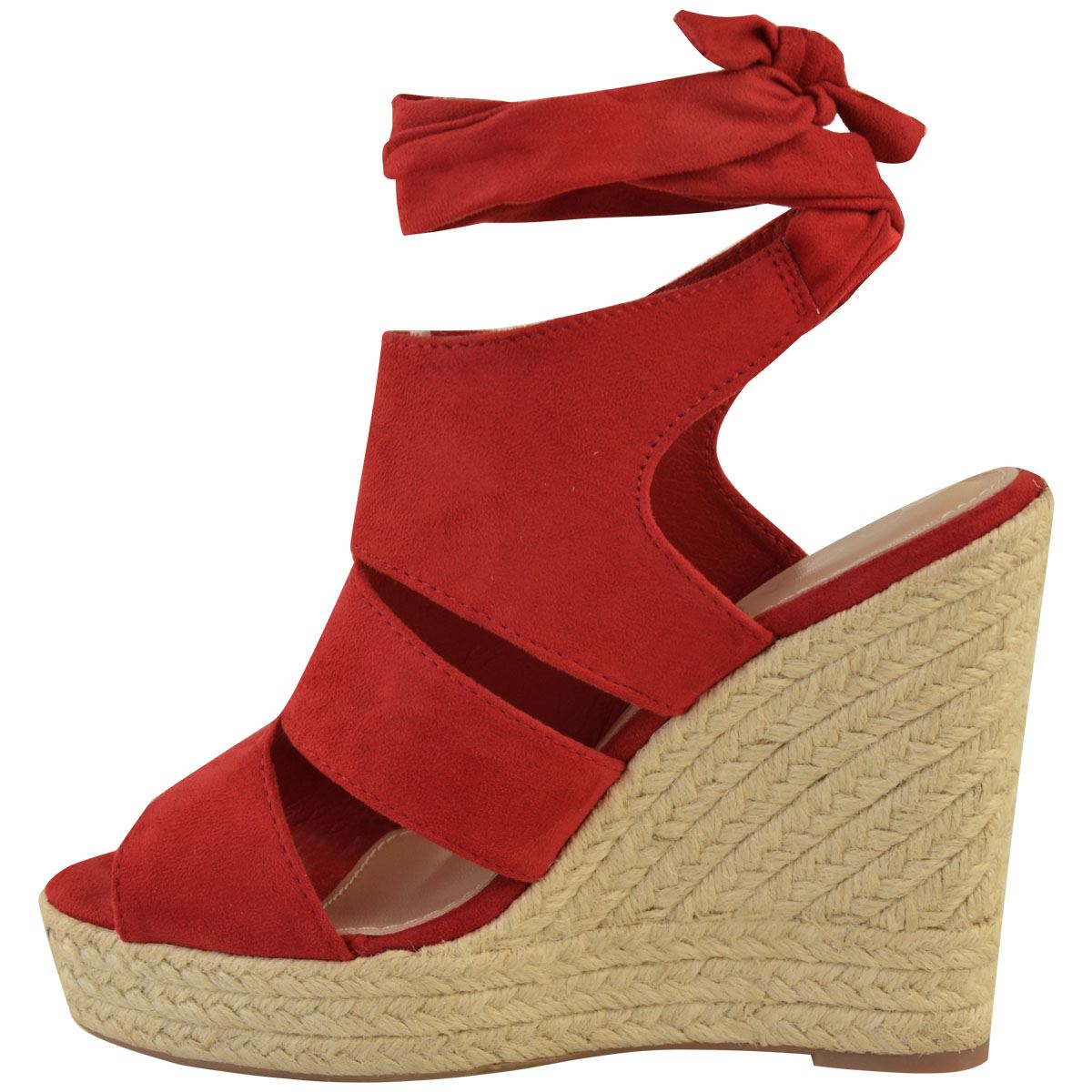 Womens Ladies Espadrille Wedge Sandals Summer Strappy Lace Up Platforms