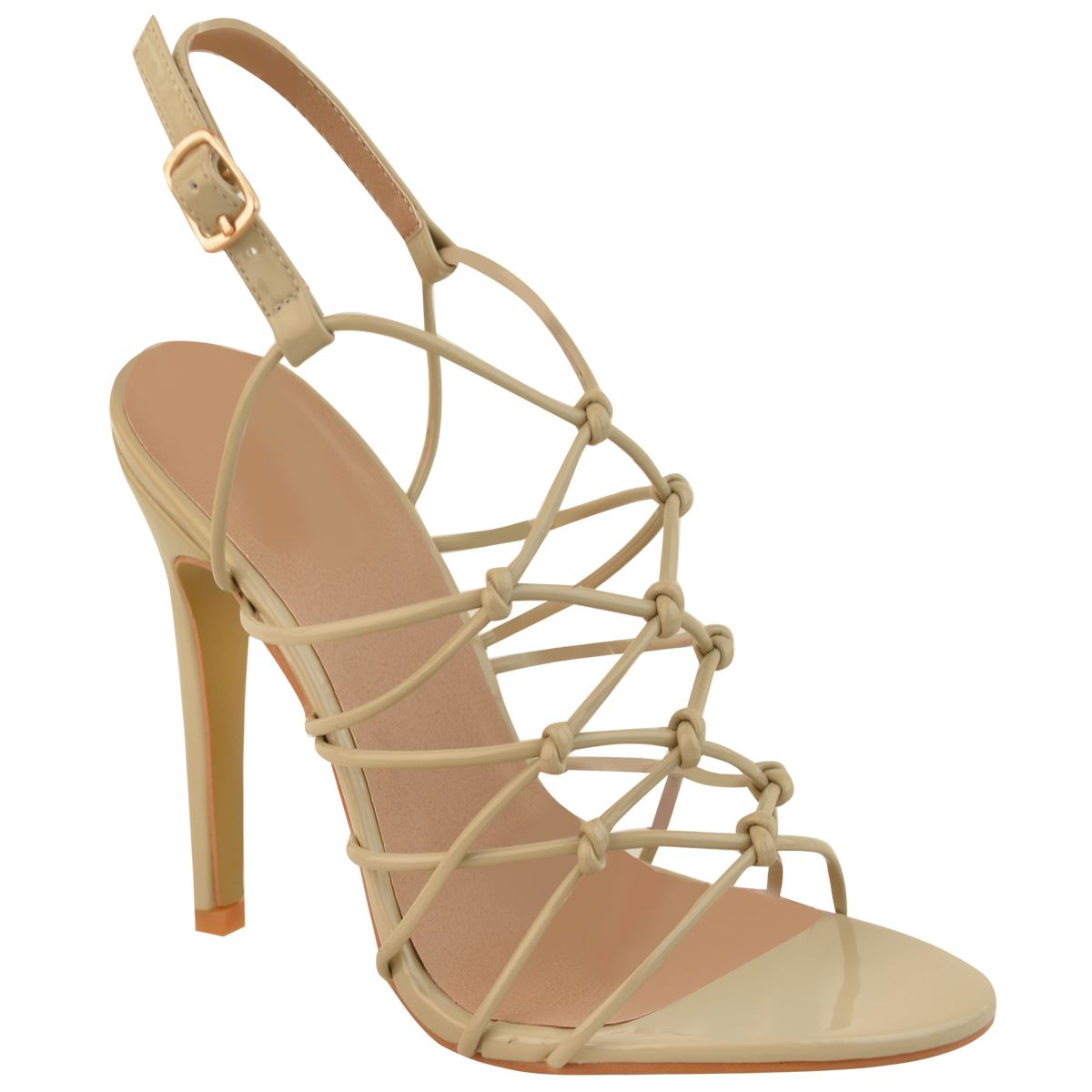 Womens Stilleto High Heel Party Sandals Nude Black Wedding Strappy Buckle Size