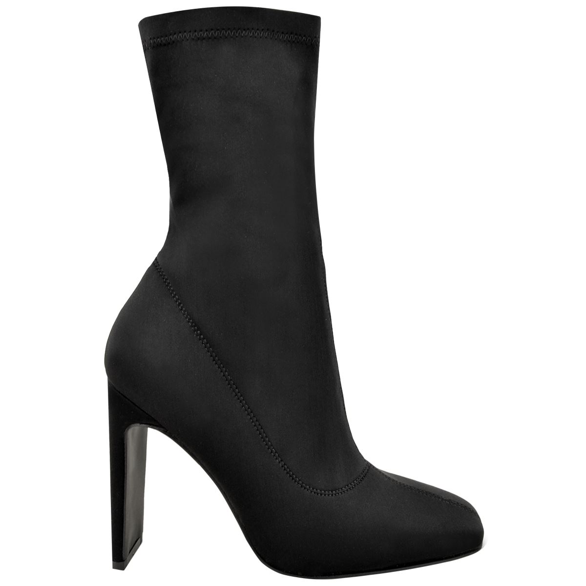 Womens Ladies Ankle Boots Stretch Lycra Stiletto High Heels Pointed Toe
