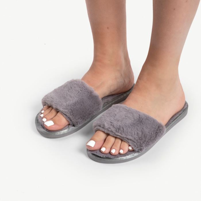 Womens Fluffy Slider Slippers Snug Warm Fur Winter Cozy Home Soft Shoes New Size | eBay